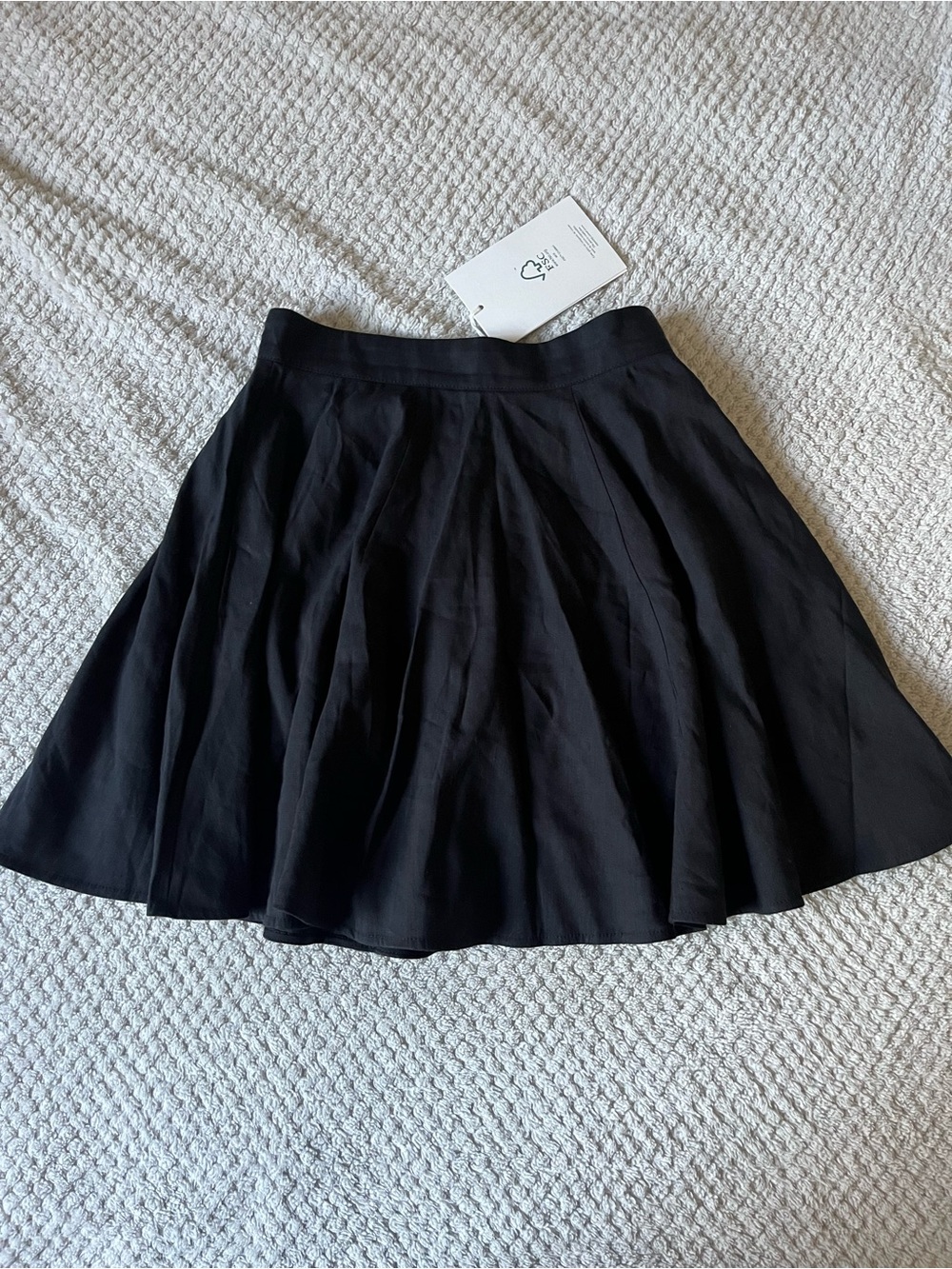 Sezane Black JUPE COURTE MERALIE linen blend twee academia Mini Pleated Skirt - Picture 2 of 13